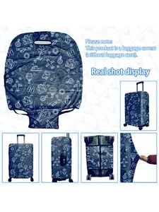 Simple Airplane Pattern Thick Elastic Luggage Protector Cover, Suitable for Business Travel, Vacation, School Bag, Fits 20-28 Inch Suitcases, Travel Essentials