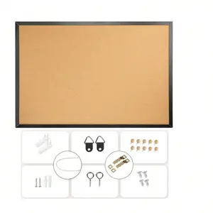 16x12 Inch Oak Frame Cork Board, Vision Planning Board, Wooden Pinboard, Wall Mounted Storage Rack for School Home Office