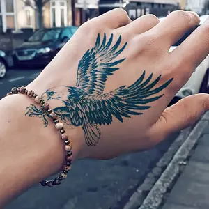 5-Piece Set of Flying Eagle Temporary Tattoo, Waterproof and Sweat-Proof Realistic Herbal Juice Non-Reflective Tattoo, Suitable for Back, Chest and Arms, Rectangular Eagle Wingspan Design, Suitable for Men and Women, Lasts for 7-15 Days