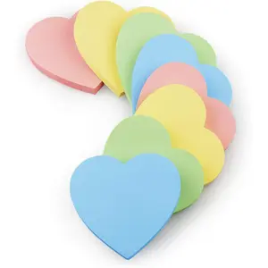 Heart Shape Sticky Notes 4 Color Pastel Colorful Sticky Pad 75 Sheets/Pad Self-Sticky Note Pads
