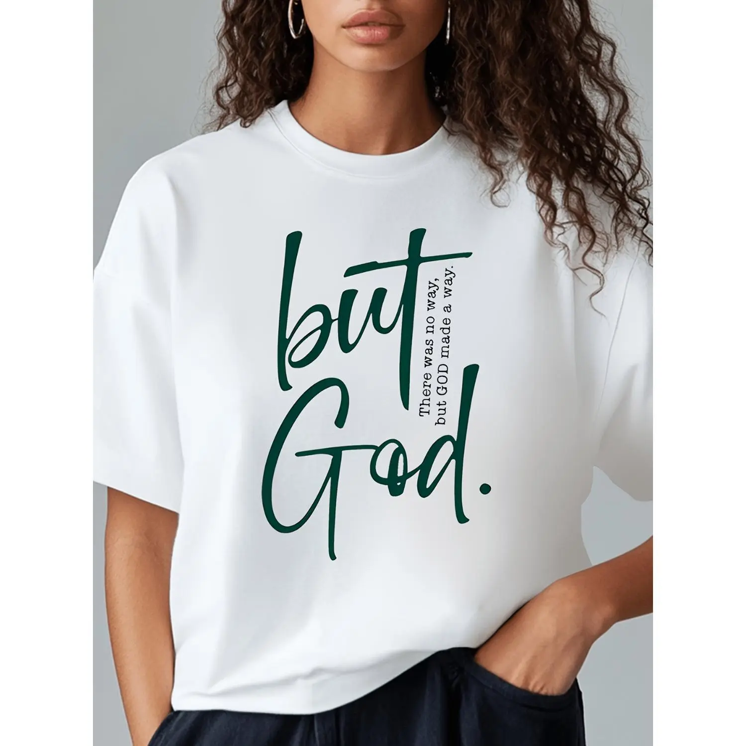 Women's Casual Streetwear 100% Cotton Gods Grace Print T-Shirt - Ideal for Gospel Meetings, Church Services, Religious Events, Top