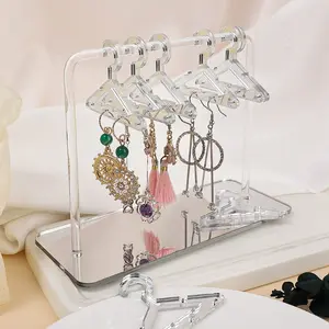 Luxury Acrylic Lightweight Earring Display Rack, Jewelry Hanging Storage Organiser with 8 Hooks, Organizer Storage Supplies, Transparent and Silver Color Options