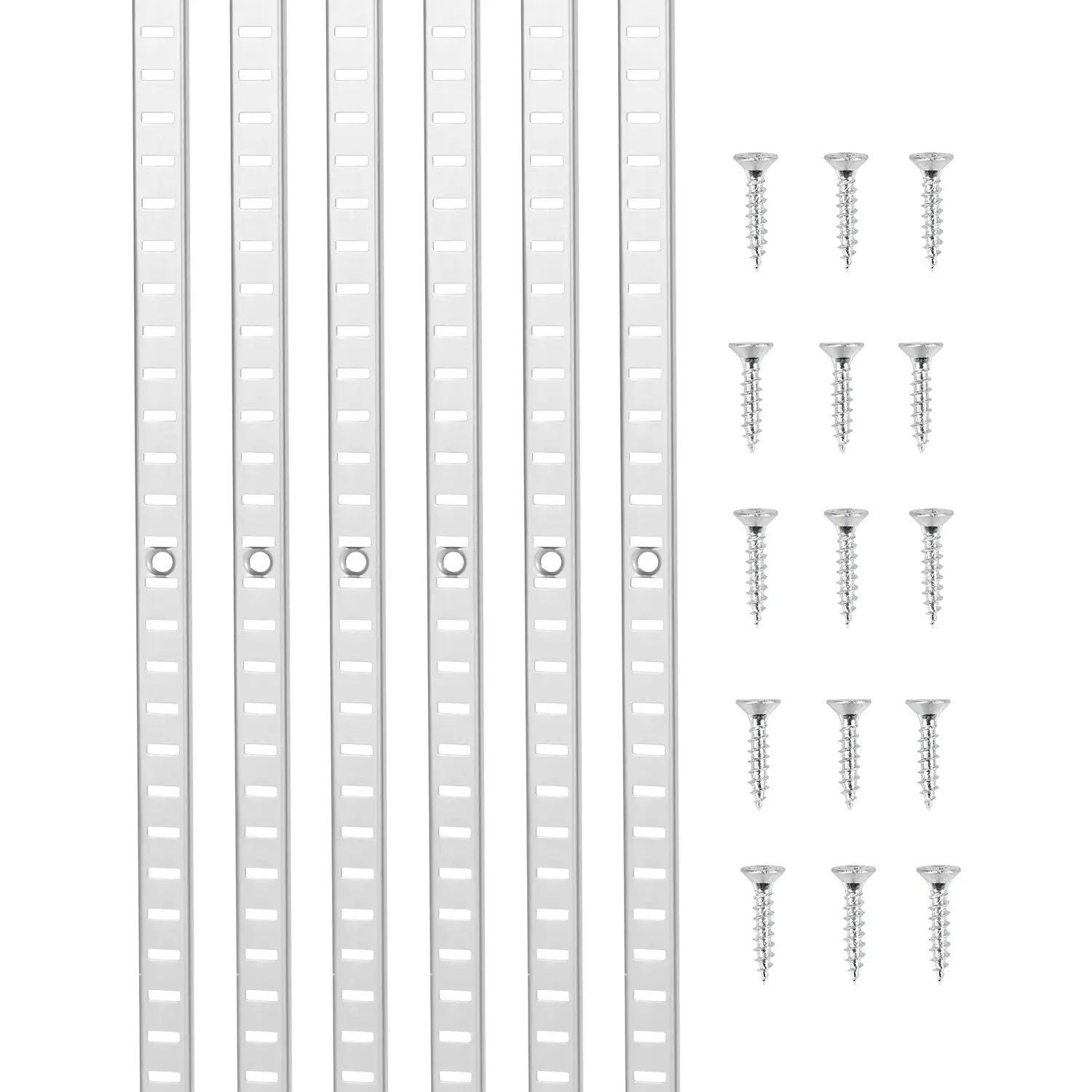 【Summerfinds】VEVOR SPCC Steel Mortise Mount Shelf Pilaster Strips, 36.3-in 6-Pack Adjustable Brackets with 24 Screws, Built to Last Hardware, Adjustable Size Vertical Wall Rack Storage Solutions for Home Office