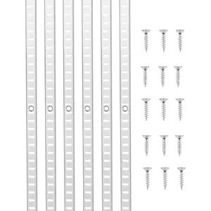 VEVOR Shelf Pilaster,  36.3-inch 6 Pack, Adjustable Shelf Brackets Stainless Steel Mortise Mount Pilaster Strip Standards with 24 Screws, Suitable for Wall Shelving System Cabinet Closet Organization