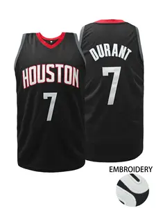 Men's Houston Retro #7 Embroidered Basketball Jersey, Vintage Red Throwback Mesh Breathable Sports Jersey, Classic 90s Style Basketball Shirt for Game Day, Casual Wear & Gifts