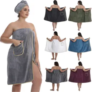 2pcs Set, Extra Large Bathrobe + Princess Cap Outfit, Large Size Towel Wrap, Adjustable, Suitable for M-XXXXL, Thick Coral Fleece, Soft Super Absorbent, Casual Soft Bathrobe, Perfect for Home Use, Travel, Sauna, and Spa