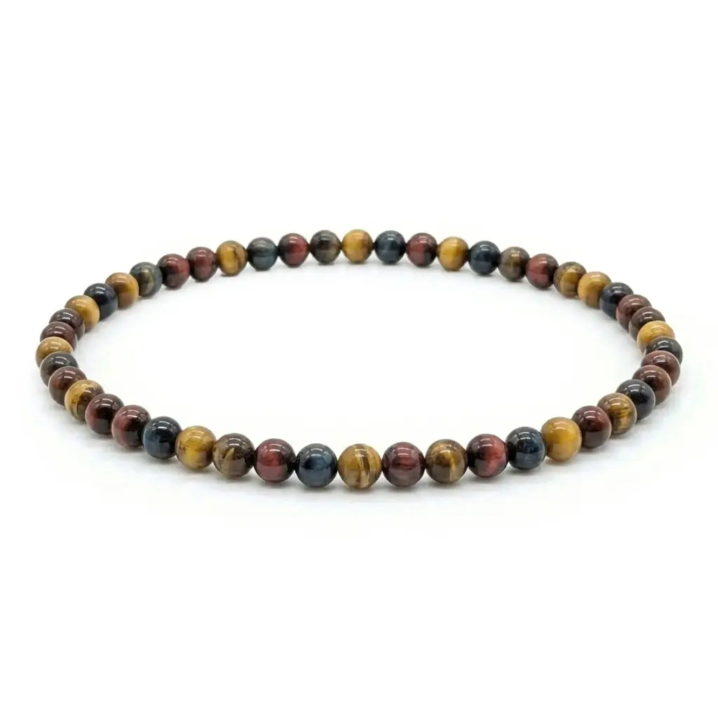 Tiger Eye Tri-Color Bracelet (4mm) — Crystal Bead Bracelet for Clarity &amp; Will