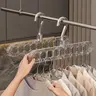 9-Hole Compact Space-Saving Plastic Hangers - 3/5/10pcs (5pcs Option), Durable Heavy-Duty Foldable Rotatable No-Clip Closet Organizers, Multifunctional Simple Home Storage Essentials for College Dorms