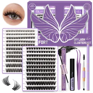 Eyelash Extension Kit, 1 Box Individual False Eyelashes with Eyelash Glue & Tweezers & Brush & Eyelash Remover, Professional Eye Makeup Accessories, Cosmetic