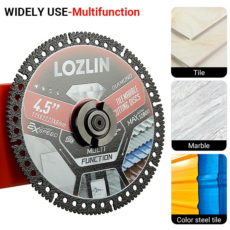 LOZLIN 4.5-Inch Multi-Material Diamond Cutting Discs for Angle Grinder, Ultra-Thin Dry Blades for Wood, Tile, Ceramic, Marble, Granite, Stone & Metal