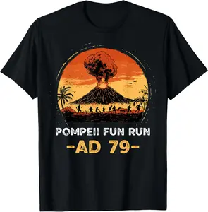 Mount Vesuvius Pompeii Fun Run Volcanologist Summer Casual Shortsleeve Cotton T-Shirt