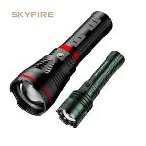 SKYFIRE Model 1209 – 2800 Lumen Rechargeable LED Flashlight, Ultra-Bright, 3 Lighting Modes, Waterproof, with Shoulder Strap – Ideal for Camping, Emergency, Hiking, and Outdoor Use#Summervibes
