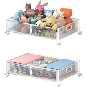 Under Bed Storage Containers, Under Bed Shoe Storage With Wheels, Foldable Bedroom Storage Organization with Handles, Under Bed Storage Bins Drawer For Clothes, Blankets And Shoes, Bedding