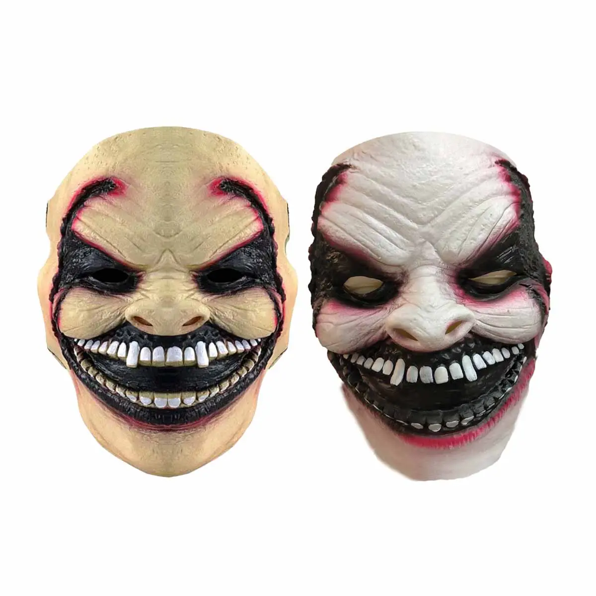 Fiend Bray Wyatt Latex Face Mask - 2 Horror Clown Styles with Evil Eye Paint, Waterproof Hand-Made Wrinkled Skin, Terrifying Smile, Comfortable Fit, for Wrestling Fans, Halloween Party Role-Play Prop, Festive Accessories, Content Creation Use