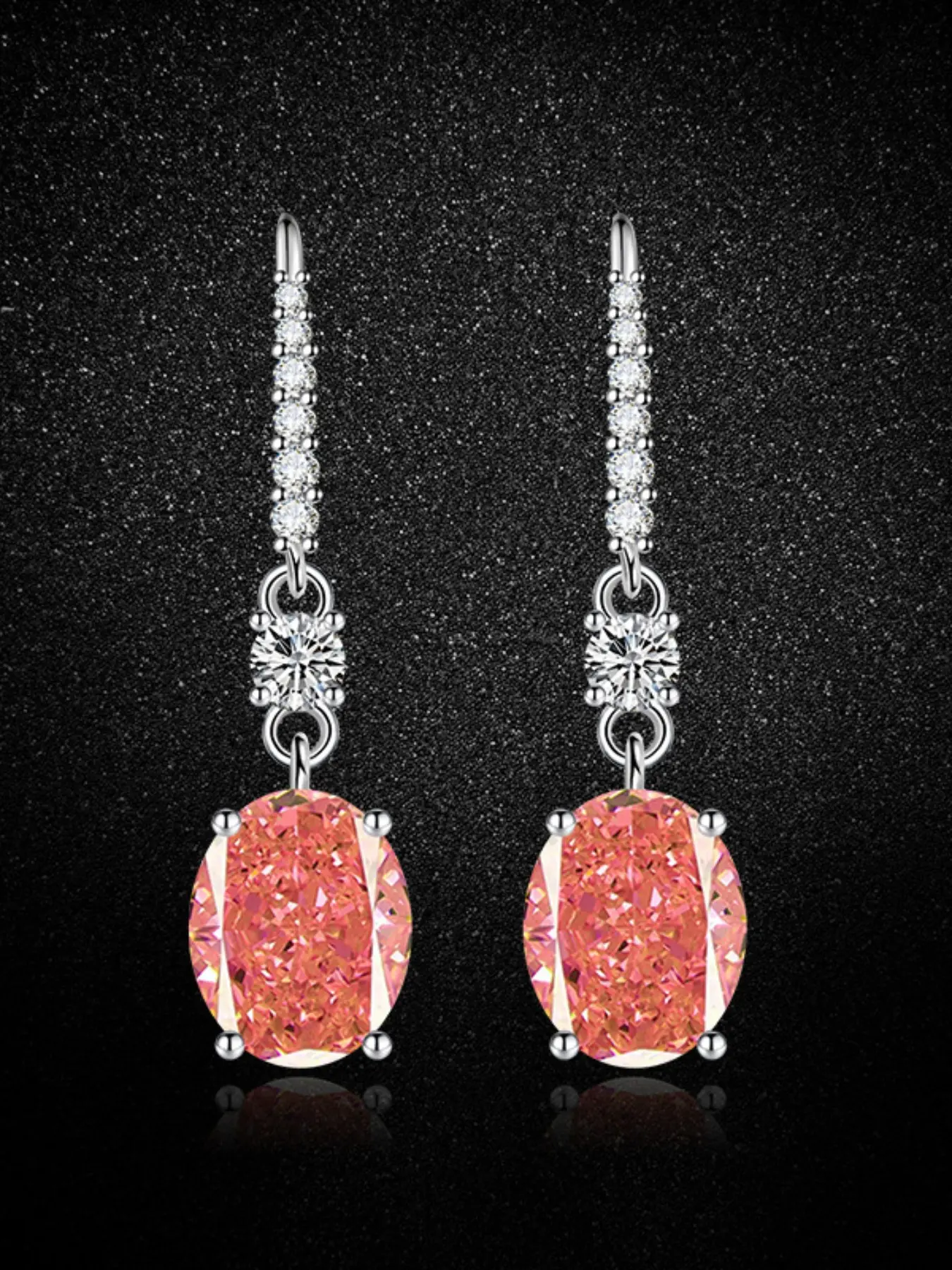 Paparacha Zircon Drop Earrings, Round Tip Oval Long Pendant, Colorful Gemstone Ice Flower Cut, Elegant Jewelry for Women
