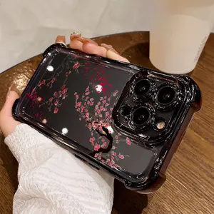 Drop-resistant phone case with cherry blossom pattern for iPhone 17 16 15 14 13 12 11 PRO MAX PLUS and 16E Series. Perfect gift for all seasons of the year.