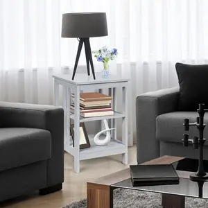 3-Tier Nightstand Sofa Side Table with Baffles and Roundecorners