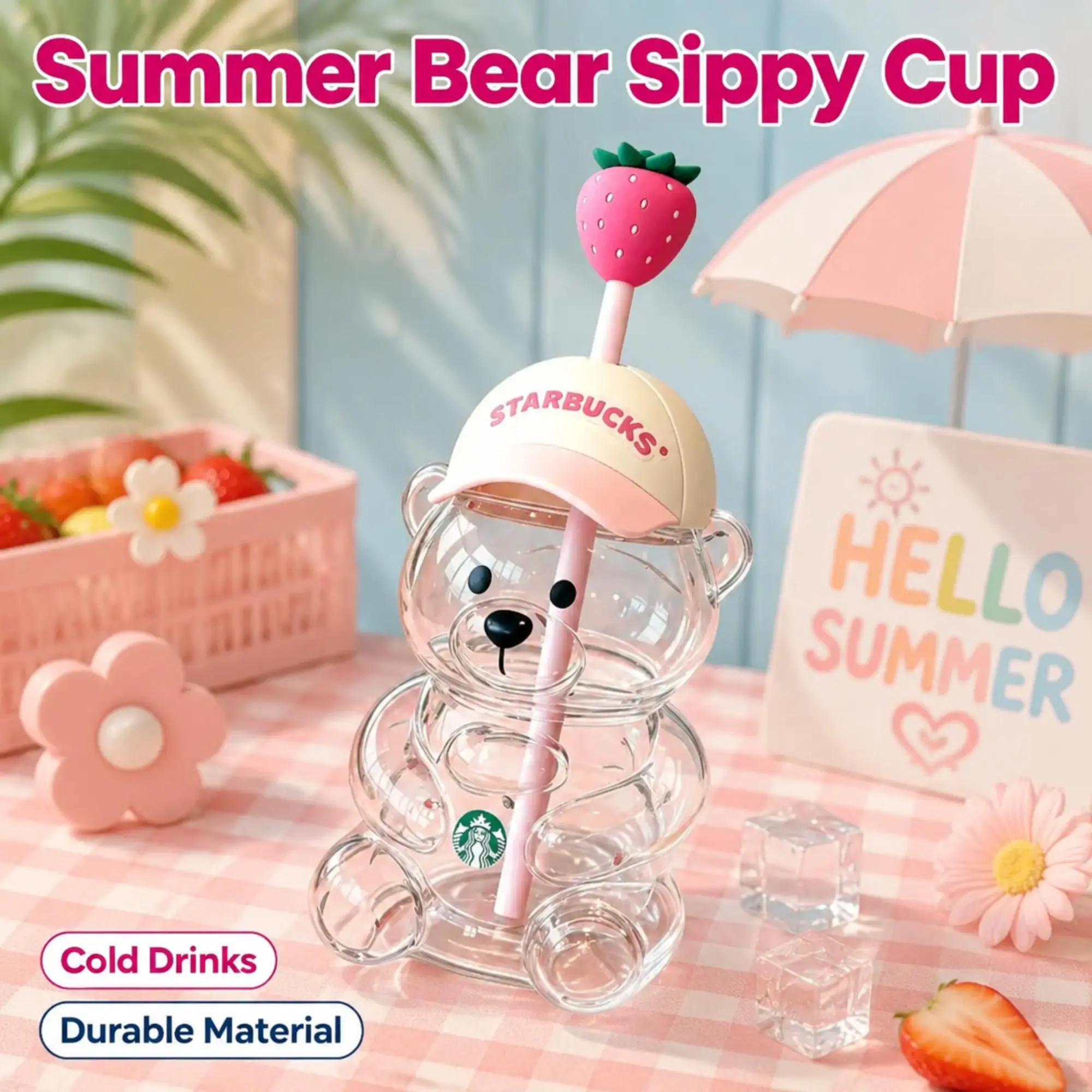 Limited Edition 20oz Starbucks x KBO Bearista Strawberry Bear Cup – Cute Reusable Tumbler