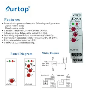 level control relaMultifunction Type 0.1-10s Adjustable Delay Timer Relay with 2 or 1 Level Contorl Mode 10A Time Relay Din Rail