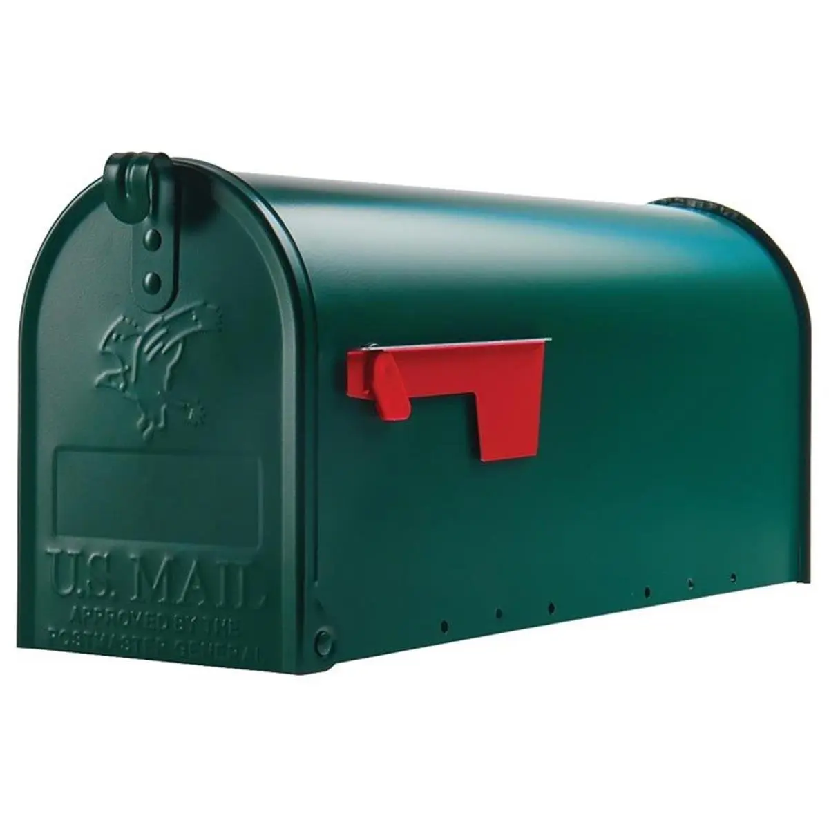 212 MAIN T1-Size Outdoor Rural Mount Mailbox - Green Powder-Coat Galvanized Standard Door Hardware Accessory, Holds Mail, Tools
