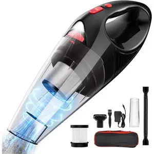 LED Light Cordless Handheld Vacuum Cleaner, USB Rechargeable Portable Car Vacuum with 4000Pa Strong Suction, Wet Dry Mini Cleaner with Multi Nozzles for Car Home Office Pet Hair