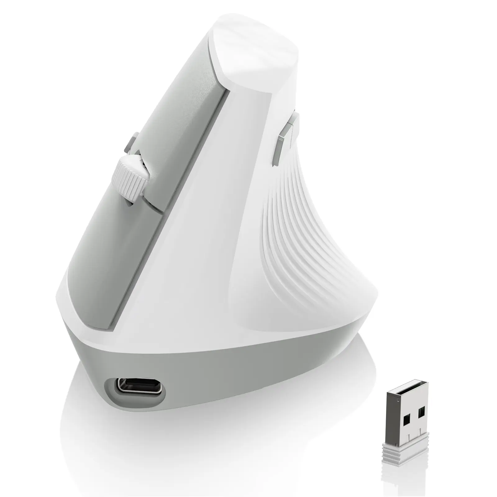 Ajazz I300 Wireless Mouse - Bluetooth-Compatible, 2.4G Rechargeable, Ergonomic Vertical Design, 800/1200/1600 DPI, Quiet Clicks, Lightweight for Laptop, Desktop