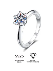 S925 Sterling Silver Synthetic Moissanite Decorated Ring, Elegant Jewelry for Women for Party, Daily Decor, Trendy All-match & Exquisite Jewelry for Birthday Gift