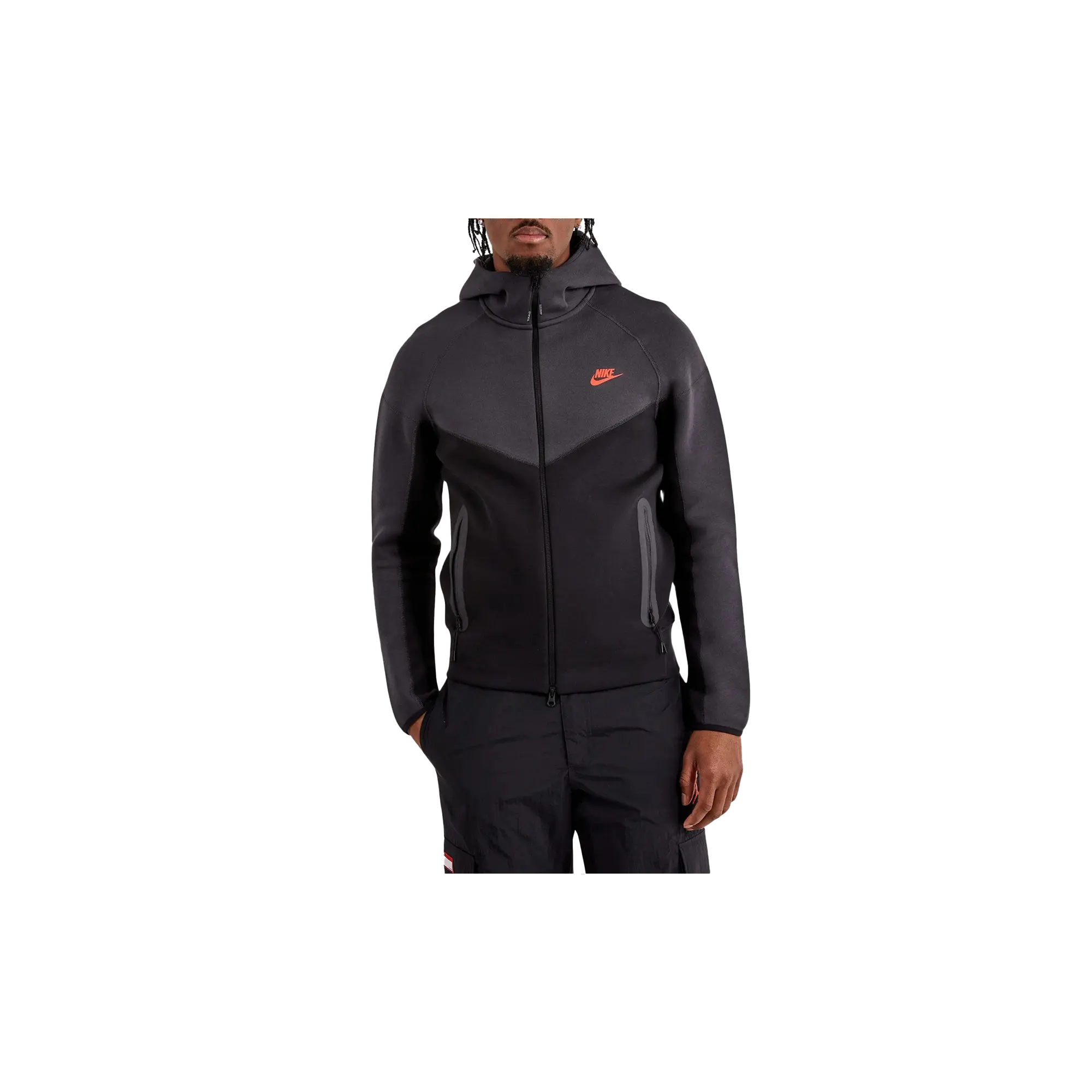 Tech Fleece Windrunner Men's Full-zip Hoodie "Black/Dark Smoke Grey/Light Crimson" FB7921 013