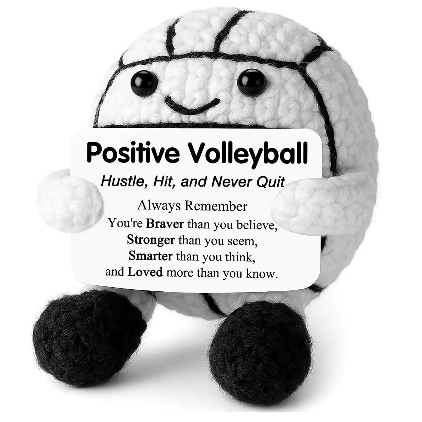 Positive Crochet Volleyball Gift, Gift for Volleyball Lovers, Emotional Support Knitted Ball, Amigurumi Stuffed Animal, Birthday Present for Friends, Son, Daughter, Teammate, Graduation, Christmas, Valentine's Day, Soft Adorable Stuffed, Soft Huggable