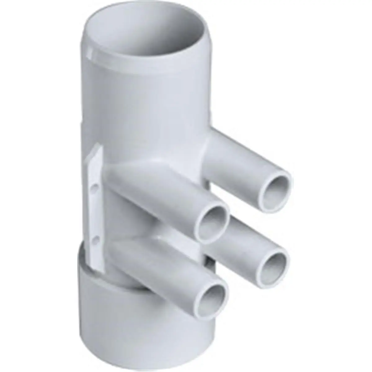 212 MAIN PVC Plastic Water Pipe Manifold, 2x2x0.75 in. SB Ports with Ribbed Barb, for Aquatic Fitness Equipment