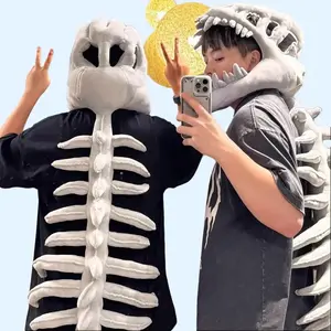 Ultra-Soft Dinosaur Skeleton Costume Set Festive Display & Dancing Outfit with Quick-Change Design Machine-Washable Convenience Premium Plush Fabric Flexible Spine Easy Care