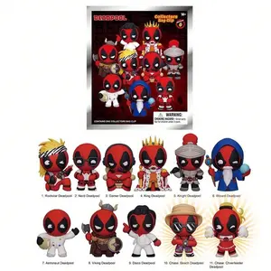 Marvel Deadpool 3D Anime Character Series 6 Blind Bag Keychain, Mystery Bulk Bag Clip Pendant, Random Character Gift for Birthdays, Holidays