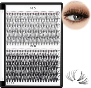 240pcs C Curl 10D/20D Cluster Eyelashes and Under Eyelashes Professional Makeup Individual Cluster Eye Lashes Dolly Eyelashes extension kit