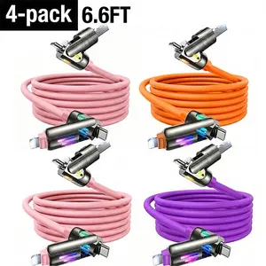 240W 4-in-1 Fast Charging Data Cable, Multifunction Cellphone Charging Cable Compatible with Type-C & iOS Devices, Phone Accessories tiktokshopspringglowup Smartphone