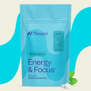 Wintergreen Energy & Focus Gum/Mints (90 Pieces) - Sugar Free with Natural Caffeine, L-theanine, Vitamin B12 & Vitamin B6