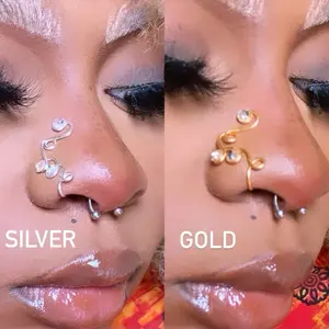 CASCADE Nose Cuff with Dangle Non-Piercing Jewelry in Silver Gold Copper & Bronze Tarnish Resistant Wire Fashion AccessoryLove