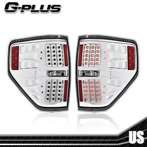 Fit For 09-2014 Ford F-150 Pickup Clear/Chrome LED Rear Tail Lights Brake Lamps G-PLUS