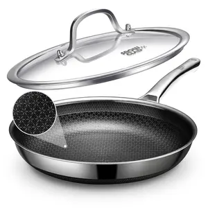 Non Stick Frying Pans, 12-inch with Lid, Hybrid Frying Pans Nonstick Upgrade,non stick Skillets Stainless Steel, Dishwasher & Oven-Safe, Induction Compatible Cooking Pan, PFOA Free Cookware