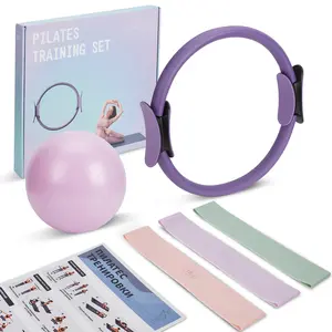 13 Piece Pilates Kit , Home Pilates Equipment Set Include13" Anti-Deformation Magic Circle, Mini Ball, Resistance Bands, Premium Pilates Set for Full Body Workout, Purple