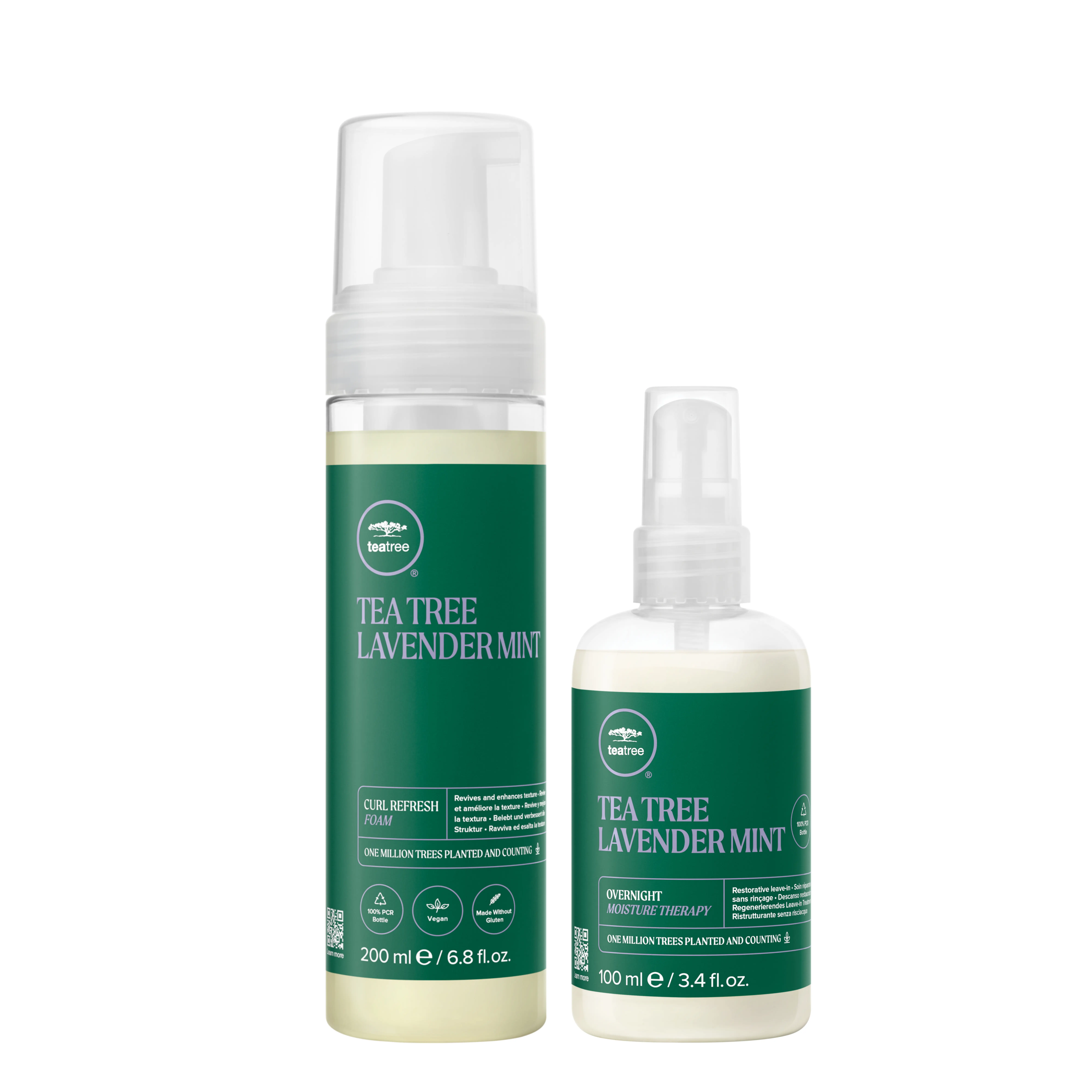 AM/PM Bundle – Tea Tree Lavender Mint Overnight Moisture Therapy and Curl Refresh Foam for Coarse, Curly + Dry Hair