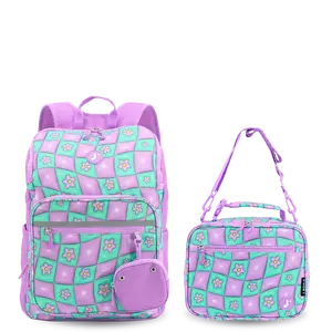 Junior Backpack With Lunch Box For School in Puffy Flower