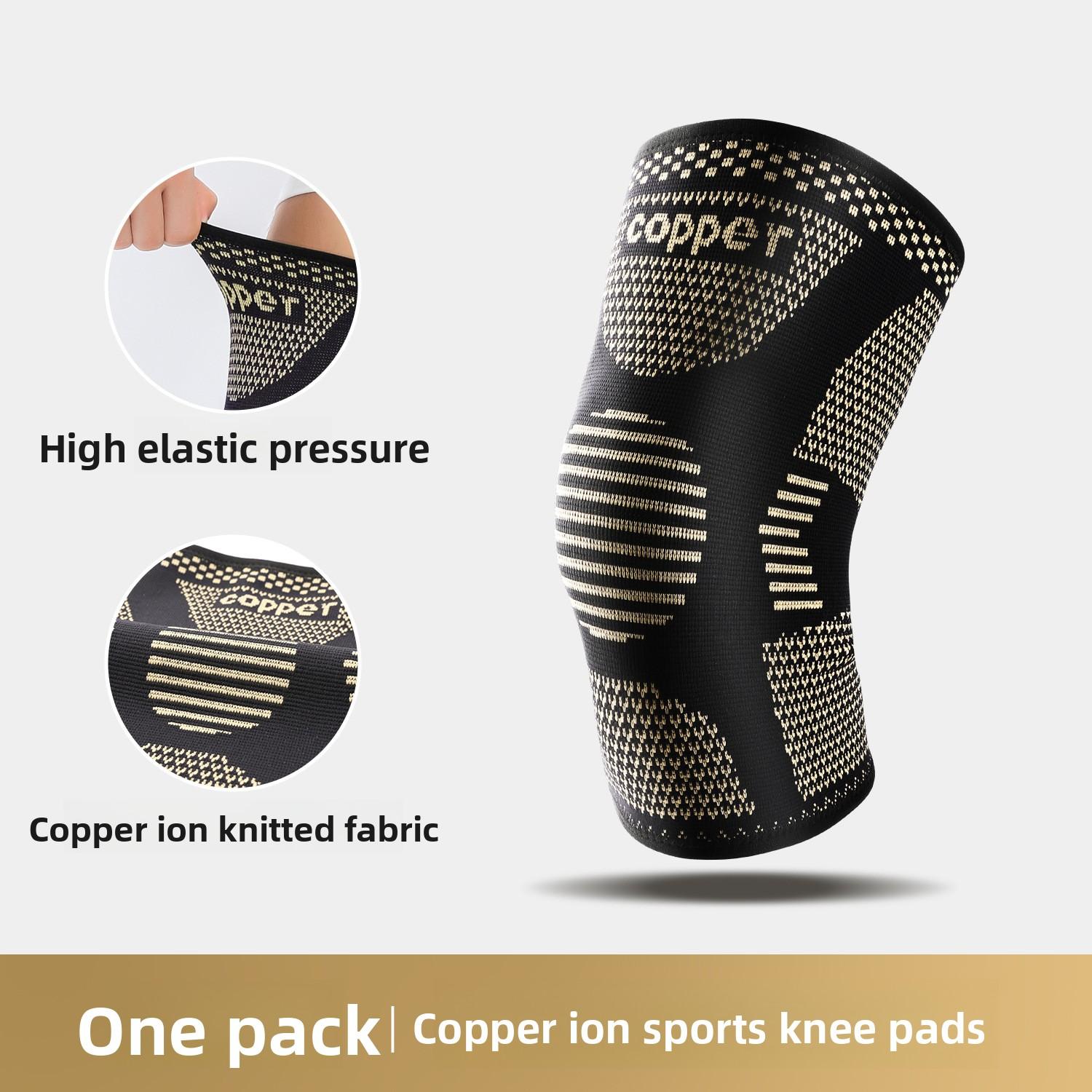 Outdoor sports basketball running fitness copper fiber knitted knee guard elastic compression breathable copper ion knee protection