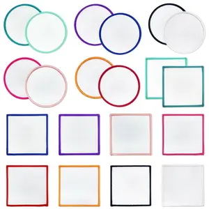 10 Pieces Round Square Heat Transfer Adhesive Blank Patch for DIY, Sublimation Embroidery Stickers for Bags Hats and Denim