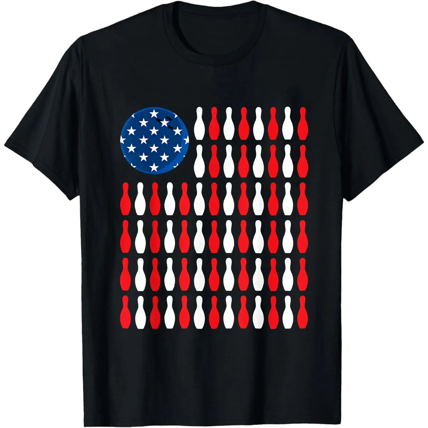 100% Cotton American Flag Bowling Pins T-Shirt Women Men Unisex Clothing Streetwear