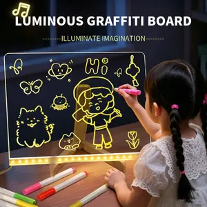 Reusable Erasable LED Light Drawing & Doodle Board, Comes With Free Markers, Perfect Gift for Kids & Adults