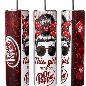 This girl runs on Dr pepper tumbler cup Drinkware