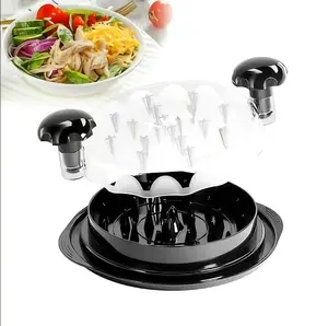 Large Twist Chicken Shredder Tool for Kitchen | BPA-Free Food Safe Meat Shredder with Visible Lid, Anti-Slip Bottom & Ergonomic Handle (Black)