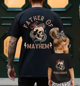 Father Of Mayhem T-Shirt, Dad Matching Kids, Cool Dad Gift, Dad of Girl, Father Son, Father Daughter, Expectant Father, Edgy Dad Tee-Shirt