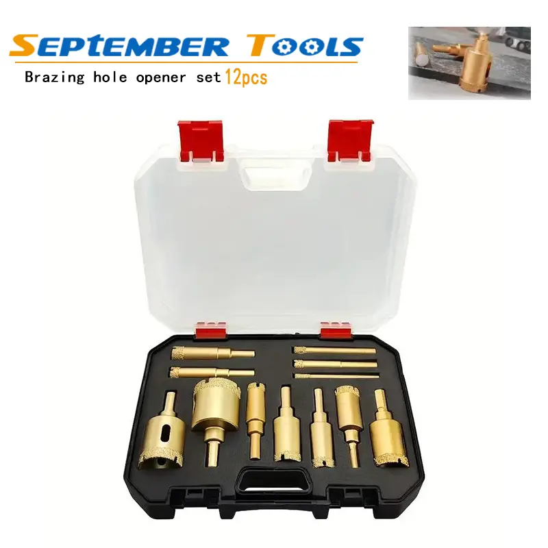 Diamond Drilling Bits Set, 12-Piece Diamond-Coated Hole Saw Kit with Cooling Grooves & Titanium Shank (6-35mm), Power Tool Accessories for Stone, Glass