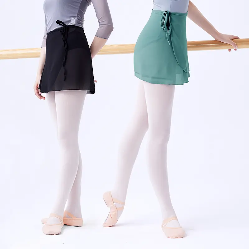 Woman Ballet Skirt Short Dance Skirt Ballet Tutu Adults Tie up Chiffon Skirt Gymnastics Dance Costumes Ballerina Lace up Skirts Black Girls Womenswear casual sporty